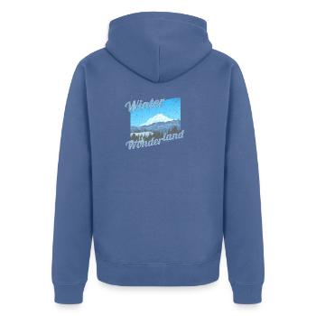 Winter Wonderland | Winterlandschaft - Unisex Premium Bio Zip Hoodie - Taubenblau - Hinten - Nico (187cm)