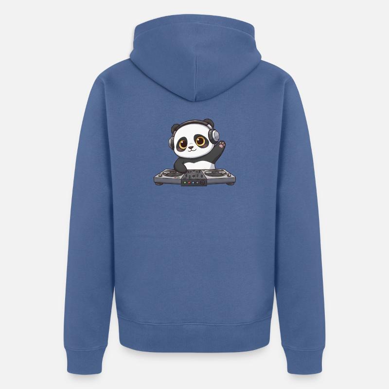 Panda DJ Musique Disco Techno Musique électronique de danse - Veste à capuche bio Premium Unisexe - bleu pigeon