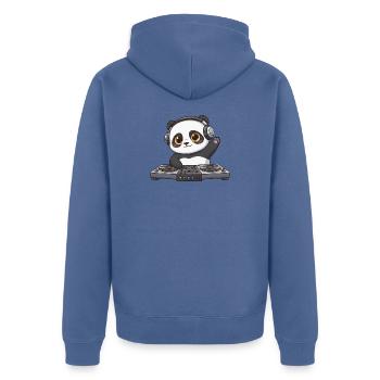 Panda DJ Tanzen Techno Musik Auflegen Party - Unisex Premium Bio Zip Hoodie - Taubenblau - Hinten - Nico (187cm)
