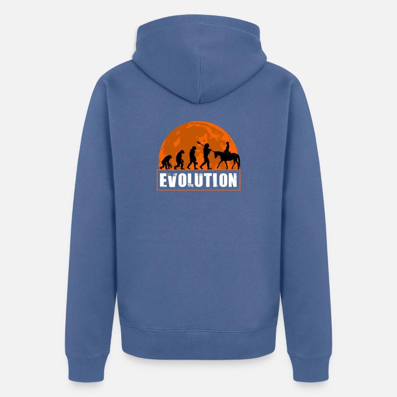 Evolution des Menschen Reitkunst - Unisex Premium Bio Zip Hoodie - Taubenblau
