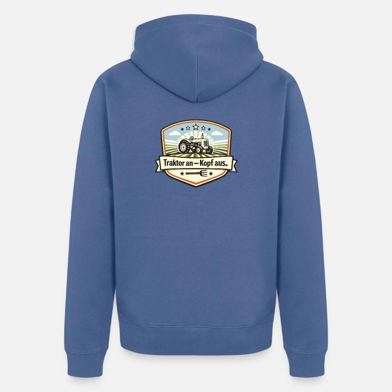 Traktor Patch Kopf Aus - Unisex Premium Bio Zip Hoodie - Taubenblau