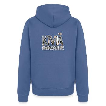 Die Steine sind interessiert an - Unisex Premium Bio Zip Hoodie - Taubenblau - Hinten - Nico (187cm)