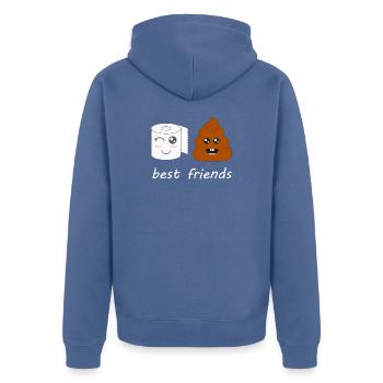 Klopapier und Poop - Unisex Premium Bio Zip Hoodie - Taubenblau - Hinten - Nico (187cm)