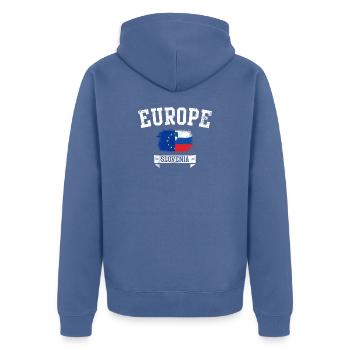 Emblème du drapeau européen de la Slovénie - Veste à capuche bio Premium Unisexe - bleu pigeon - Dos - Nico (187cm)