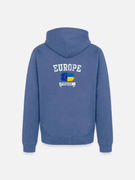 Europa, Ukraine Pinselflaggen-Emblem - Unisex Premium Bio Zip Hoodie - Taubenblau