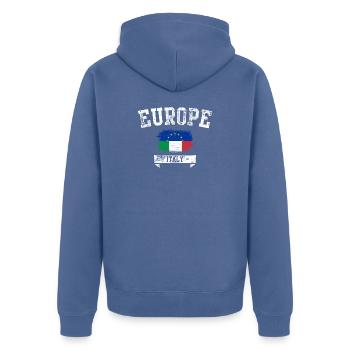 Europe Italy Brush Flag - Unisex Premium Organic Zip Hoodie - stone blue - Back - Nico (187cm)