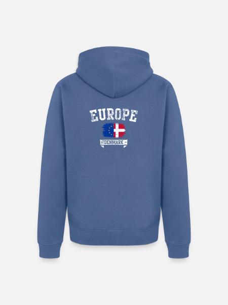 Europe Denmark Flag Mashup - Premium økologisk unisex-hættejakke - dueblå