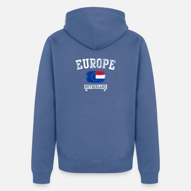 Europe Pays-Bas Drapeau Grunge - Veste à capuche bio Premium Unisexe - bleu pigeon