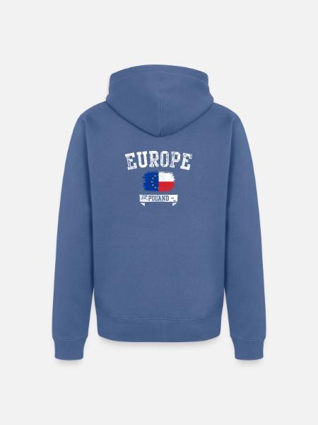 Europe Poland Flag Fusion - Unisex Premium Organic Zip Hoodie - stone blue