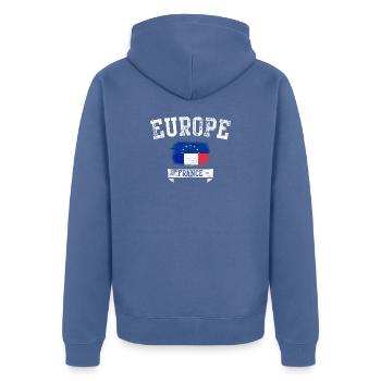 Frankreich Flagge Bürste Europa - Unisex Premium Bio Zip Hoodie - Taubenblau - Hinten - Nico (187cm)