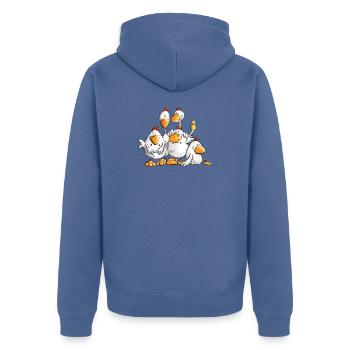 Lustige Hühner Für Huhn Liebhaber - Unisex Premium Bio Zip Hoodie - Taubenblau - Hinten - Nico (187cm)
