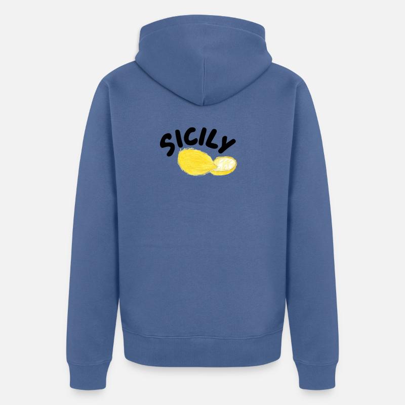 Illustration des citrons de Sicile - Sicile - Veste à capuche bio Premium Unisexe - bleu pigeon