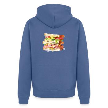 Bunte Sandwich-Schichten Illustration - Unisex Premium Bio Zip Hoodie - Taubenblau - Hinten - Nico (187cm)