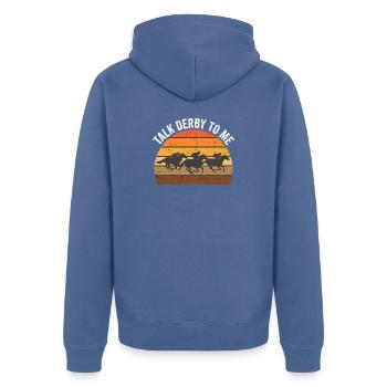  Talk Derby To Me Horse Racing Vintage Retro Derby - Unisex Premium Bio Zip Hoodie - Taubenblau - Hinten - Nico (187cm)