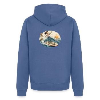 Feel Erfolg – Positivity im Retro Style - Unisex Premium Bio Zip Hoodie - Taubenblau - Hinten - Nico (187cm)