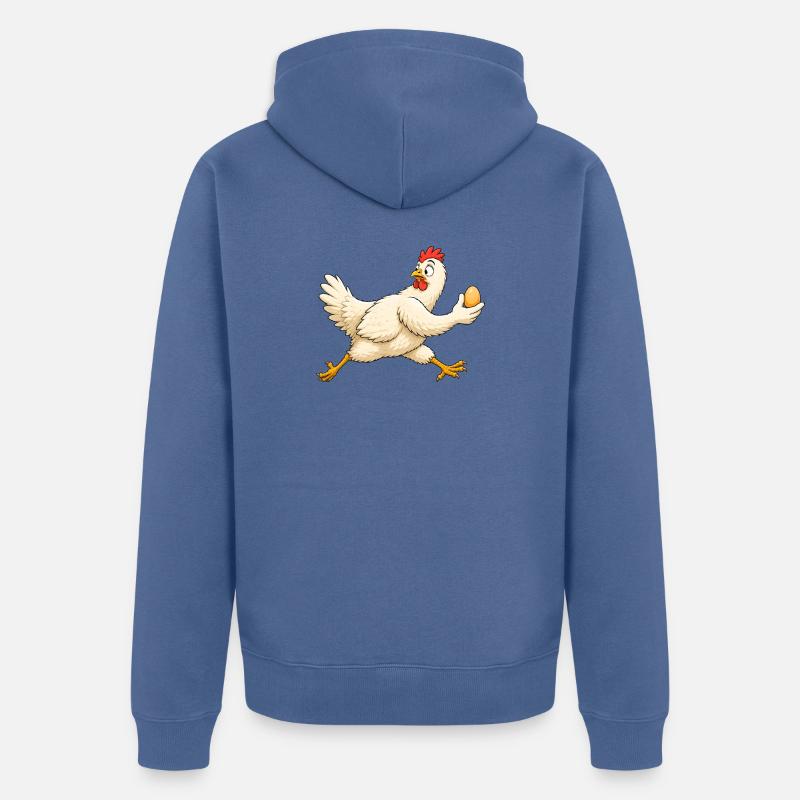 Chicken met l’œuf en sécurité - Veste à capuche bio Premium Unisexe - bleu pigeon