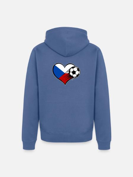 Tschechien Flagge Fußball mit Herz - Unisex Premium Bio Zip Hoodie - Taubenblau