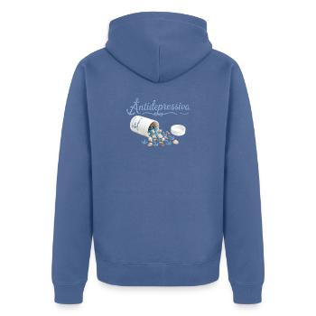 AnkerPillen Blaues Meeresbild - Unisex Premium Bio Zip Hoodie - Taubenblau - Hinten - Nico (187cm)