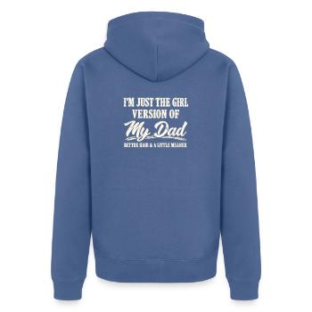 Mädchenversion meines Vaters: Besseres Haar ist gemeiner - Unisex Premium Bio Zip Hoodie - Taubenblau - Hinten - Nico (187cm)