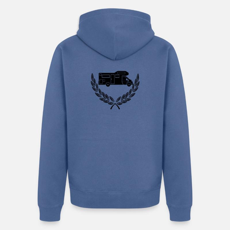 Camping-car en couronne de laurier - Veste à capuche bio Premium Unisexe - bleu pigeon