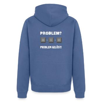 Problem Gelöst Strg Alt Entf - Unisex Premium Bio Zip Hoodie - Taubenblau - Hinten - Nico (187cm)