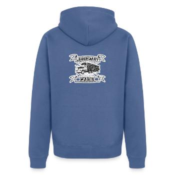 Marik als Brummi - Unisex Premium Bio Zip Hoodie - Taubenblau - Hinten - Nico (187cm)
