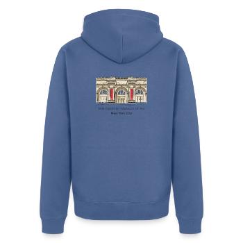 New York, Metropolitan Museum, NYC Zeichnung - Unisex Premium Bio Zip Hoodie - Taubenblau - Hinten - Nico (187cm)