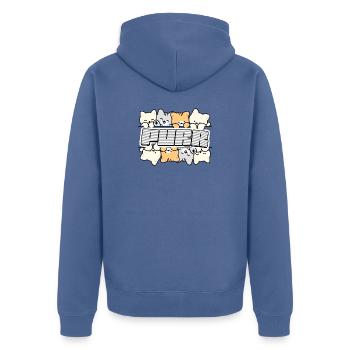 Cat Crew  Logo - Unisex Premium Organic Zip Hoodie - stone blue - Back - Nico (187cm)