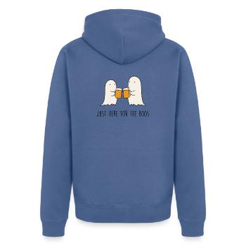 Geister Prost Becherklatsch - Unisex Premium Bio Zip Hoodie - Taubenblau - Hinten - Nico (187cm)