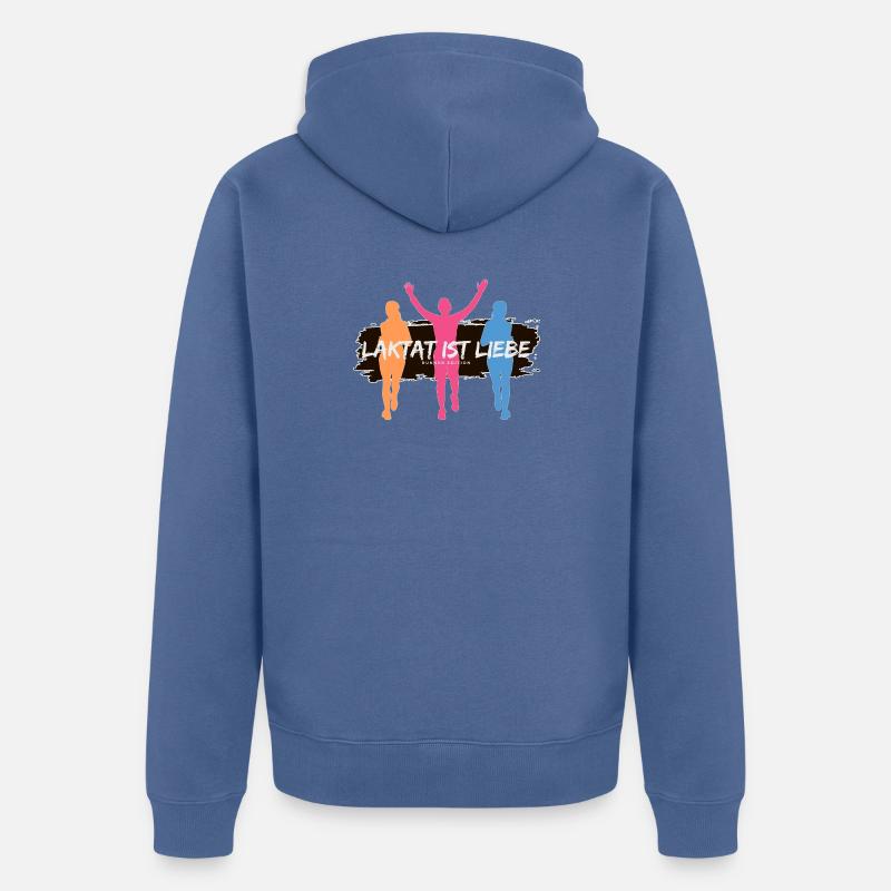 Lactate, c’est l’amour – Édition Runner - Veste à capuche bio Premium Unisexe - bleu pigeon