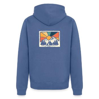 Bergcamping Wandern Forstpfadfinder Camper - Unisex Premium Bio Zip Hoodie - Taubenblau - Hinten - Nico (187cm)