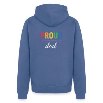 LGBT Proud Dad - Pride Month - Unisex Premium Organic Zip Hoodie - stone blue - Back - Nico (187cm)