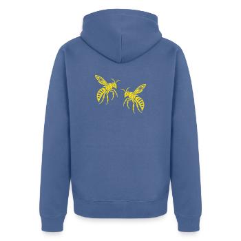 Bee Wasp - Unisex Premium Organic Zip Hoodie - stone blue - Back - Nico (187cm)