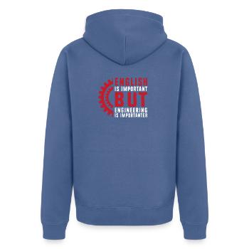 Ingenieur Student - Unisex Premium Bio Zip Hoodie - Taubenblau - Hinten - Nico (187cm)