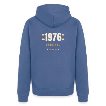 1976 Original Jahrgang Retro 50. Geburtstag Gesche - Unisex Premium Bio Zip Hoodie - Taubenblau - Hinten - Nico (187cm)