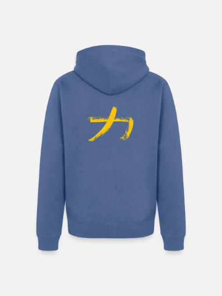 Kraft - Auf Japanisch / Kohle Schriftzeichen - Unisex Premium Bio Zip Hoodie - Taubenblau