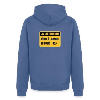 Pêche à l'aimant en cours - cadeau pêcheur aimant - Veste à capuche bio Premium Unisexe - bleu pigeon - Dos - Nico (187cm)