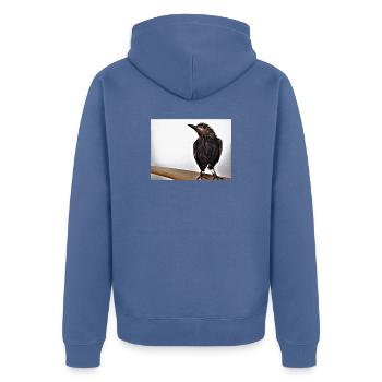 Freshly bathed - Unisex Premium Organic Zip Hoodie - stone blue - Back - Nico (187cm)