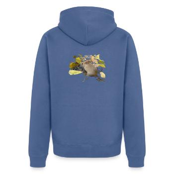 mouse in foliage - Unisex Premium Organic Zip Hoodie - stone blue - Back - Nico (187cm)
