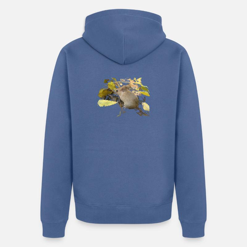 Souris dans le feuillage - Veste à capuche bio Premium Unisexe - bleu pigeon
