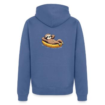 Cartoon Sloth Pneumatique Chill - Veste à capuche bio Premium Unisexe - bleu pigeon - Dos - Nico (187cm)