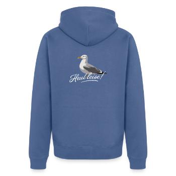  Heul Leise Möwe Nordsee Humor Küsten Spruch - Unisex Premium Bio Zip Hoodie - Taubenblau - Hinten - Nico (187cm)