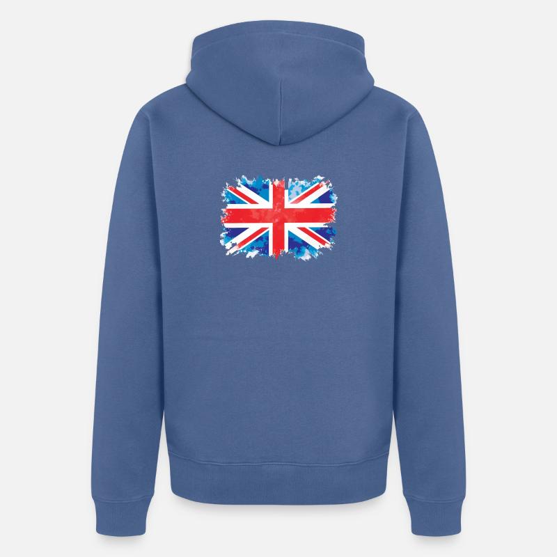 Conception du drapeau de l’Union Jack - Veste à capuche bio Premium Unisexe - bleu pigeon