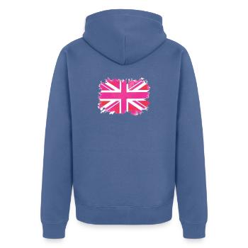Pink Union Jack - Unisex Premium Organic Zip Hoodie - stone blue - Back - Nico (187cm)