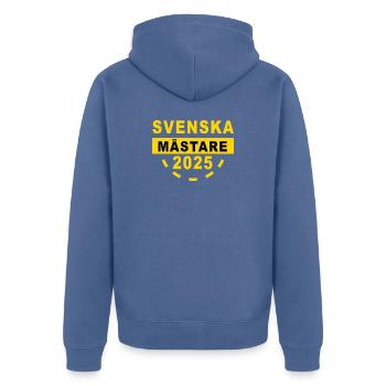 Schwedischer Meister 2025 - Unisex Premium Bio Zip Hoodie - Taubenblau - Hinten - Nico (187cm)