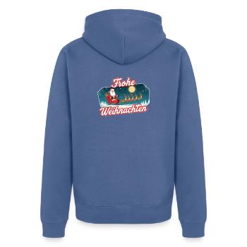Santa Sleigh Christmas Scene - Unisex Premium Organic Zip Hoodie - stone blue - Back - Nico (187cm)