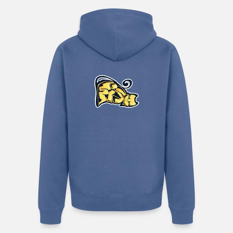 Fisch, ein gezogenes Wort - Unisex Premium Bio Zip Hoodie - Taubenblau