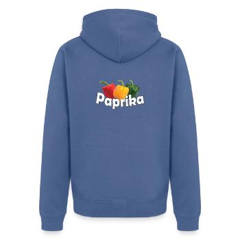 PAPRIKA - Unisex Premium Bio Zip Hoodie - Taubenblau - Hinten - Nico (187cm)