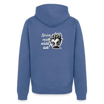 Sprich mich nicht an! Teenager - Unisex Premium Bio Zip Hoodie - Taubenblau - Hinten - Nico (187cm)