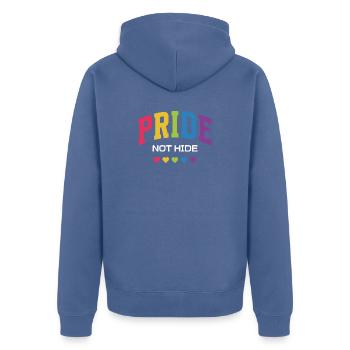 LGBTQ Pride Month - Pride Not Hide - Unisex Premium Organic Zip Hoodie - stone blue - Back - Nico (187cm)